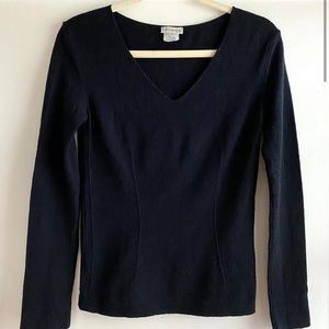 Dries Van Noten Wool Silk Cashmere Knit Black V-neck Sweater Size XS